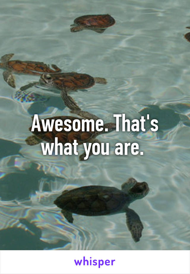 Awesome. That's what you are. 