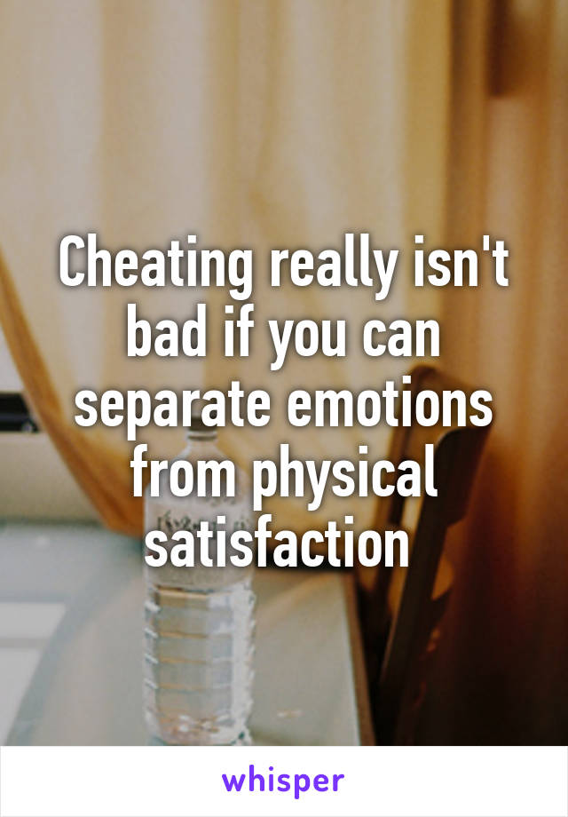 Cheating really isn't bad if you can separate emotions from physical