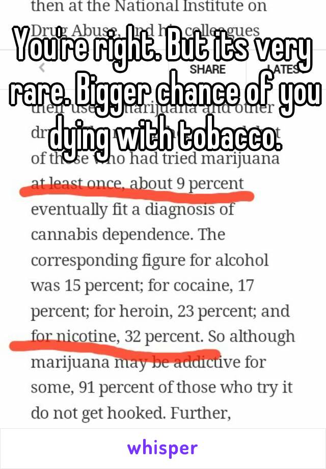 You're right. But its very rare. Bigger chance of you dying with tobacco.