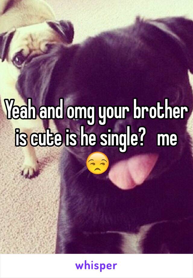 Yeah and omg your brother is cute is he single?   me 😒