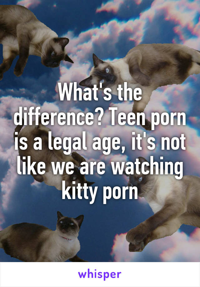 What's the difference? Teen porn is a legal age, it's not like we are watching kitty porn