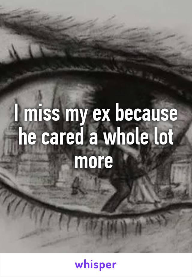 I miss my ex because he cared a whole lot more 