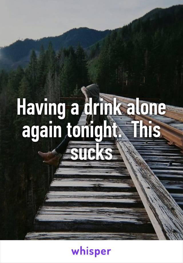 Having a drink alone again tonight.  This sucks