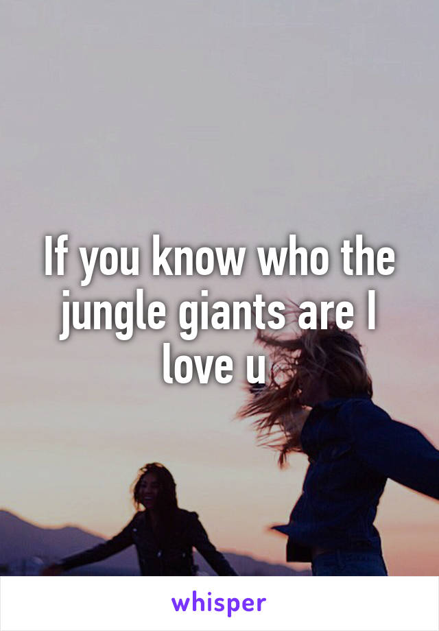 If you know who the jungle giants are I love u 