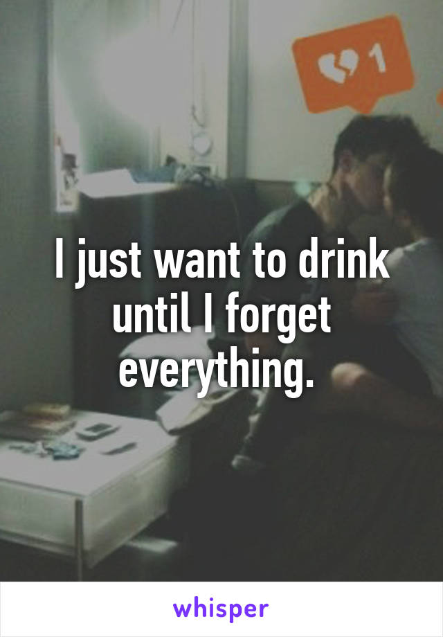 I just want to drink until I forget everything. 