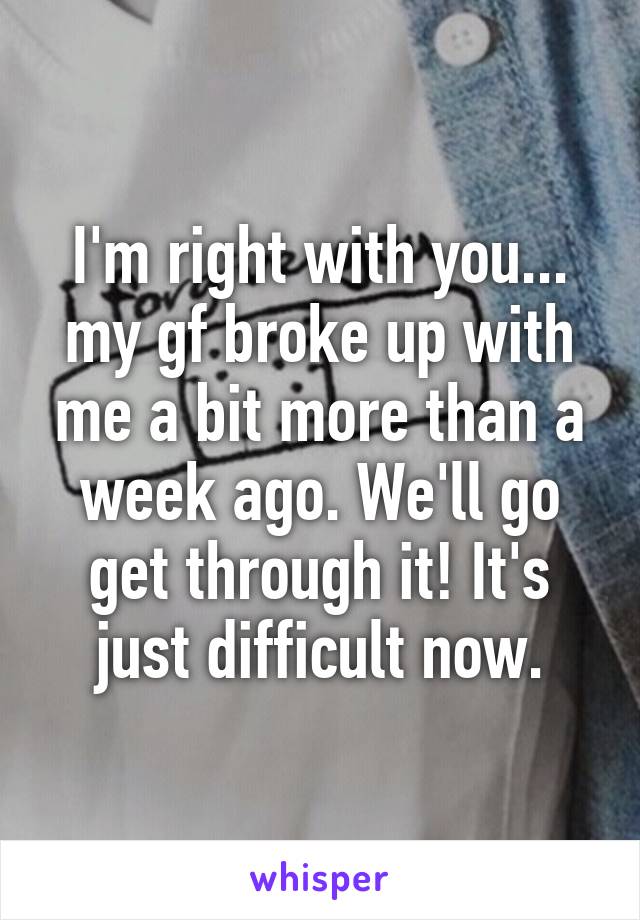 I'm right with you... my gf broke up with me a bit more than a week ago. We'll go get through it! It's just difficult now.