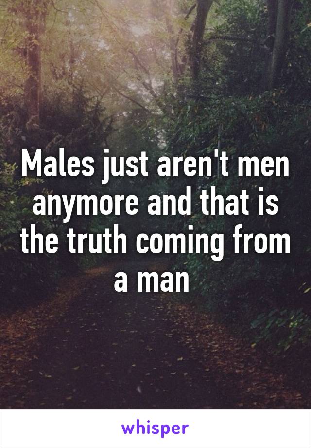 Males just aren't men anymore and that is the truth coming from a man 