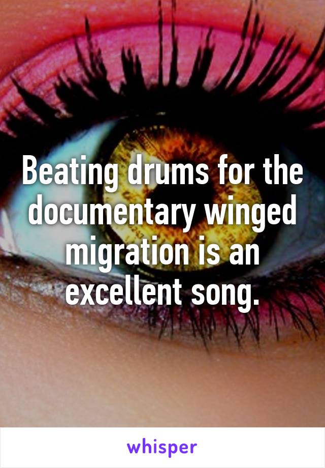 Beating drums for the documentary winged migration is an excellent song.