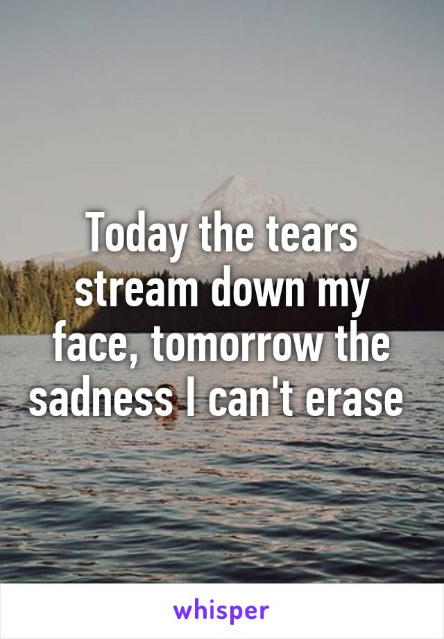 Today the tears stream down my face, tomorrow the sadness I can't erase 