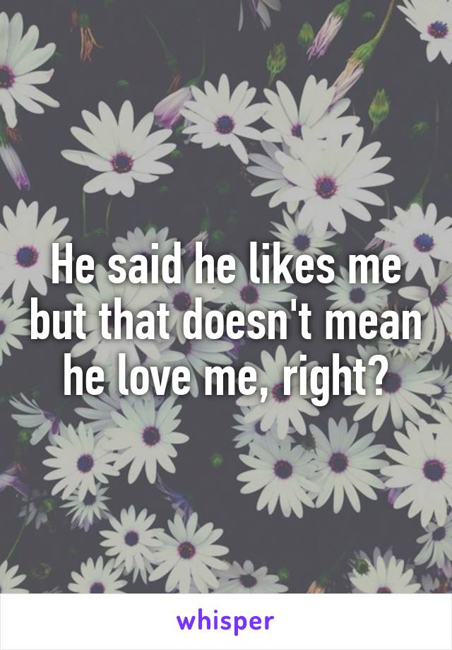 He said he likes me but that doesn't mean he love me, right?