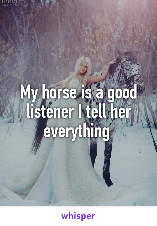 My horse is a good listener I tell her everything 