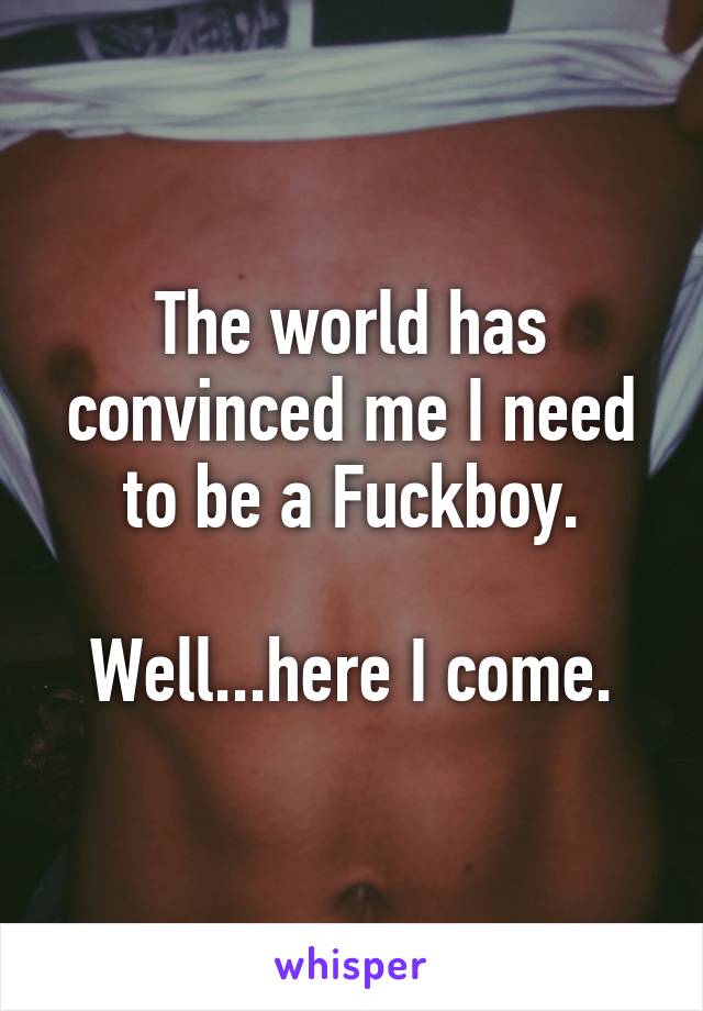 The world has convinced me I need to be a Fuckboy.

Well...here I come.