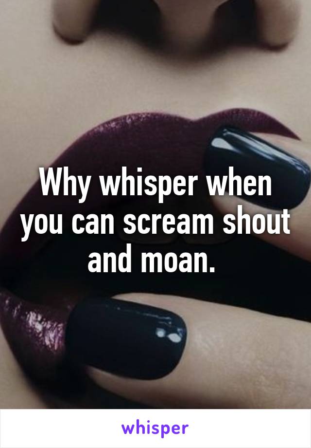 Why whisper when you can scream shout and moan. 