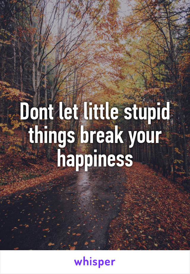 Dont let little stupid things break your happiness