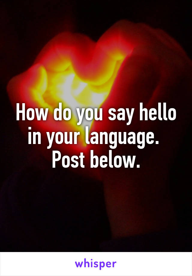 How do you say hello in your language.  Post below.