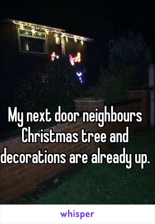 My next door neighbours Christmas tree and decorations are already up.