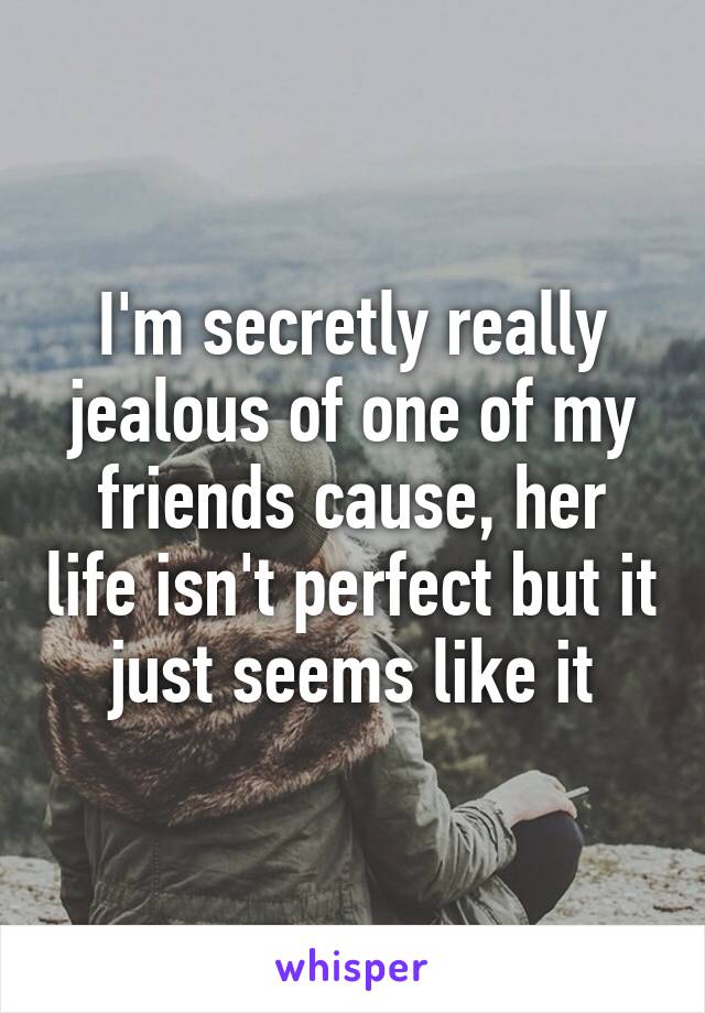 I'm secretly really jealous of one of my friends cause, her life isn't perfect but it just seems like it