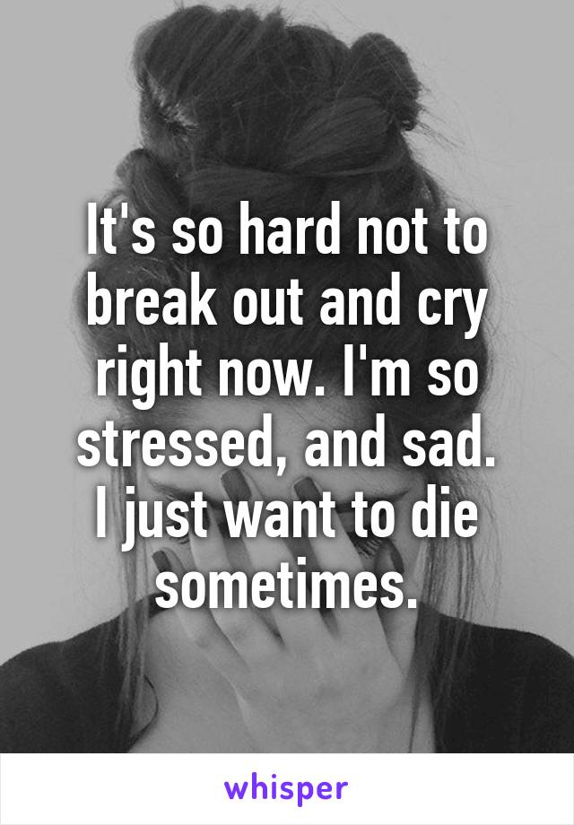 It's so hard not to break out and cry right now. I'm so stressed, and sad.
I just want to die sometimes.