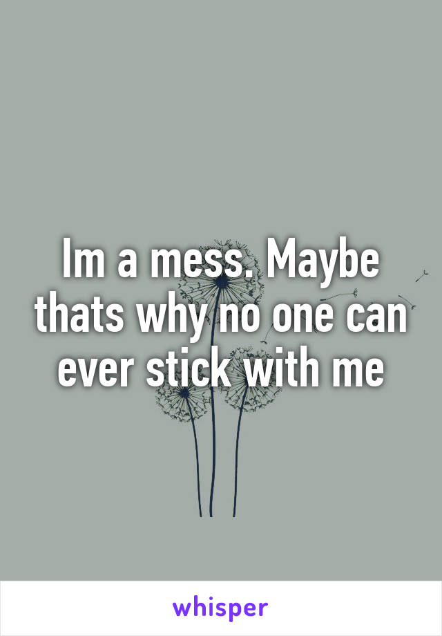 Im a mess. Maybe thats why no one can ever stick with me