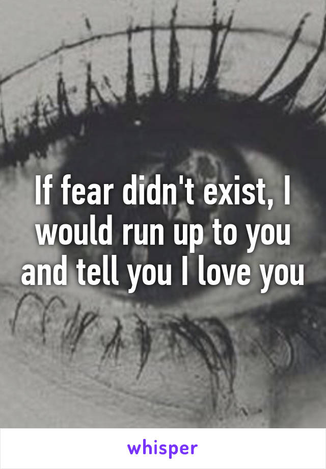 If fear didn't exist, I would run up to you and tell you I love you