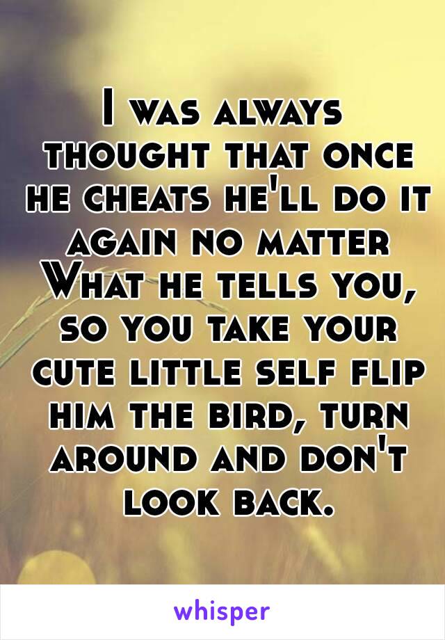 I was always thought that once he cheats he'll do it again no matter What he tells you, so you take your cute little self flip him the bird, turn around and don't look back.
