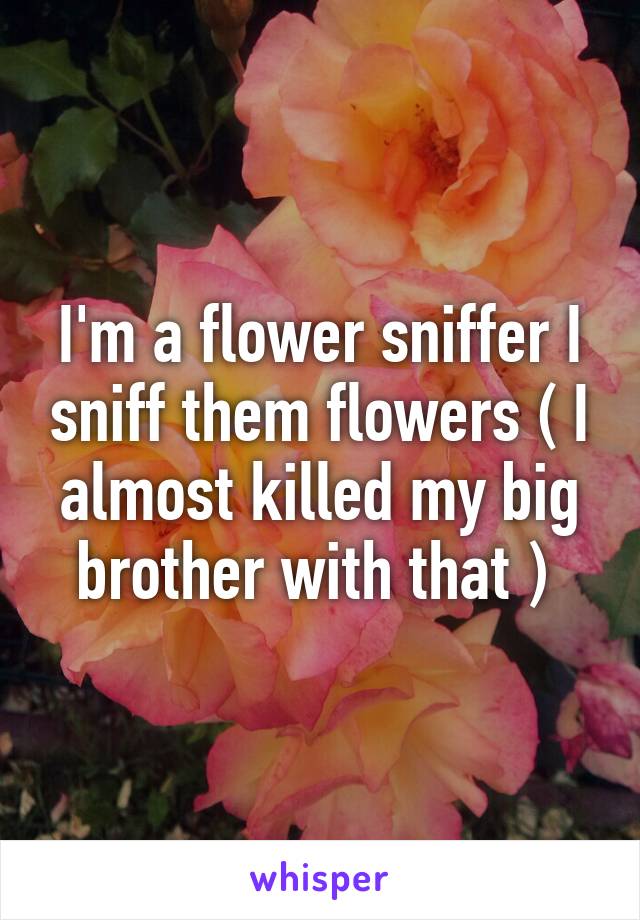 I'm a flower sniffer I sniff them flowers ( I almost killed my big brother with that ) 