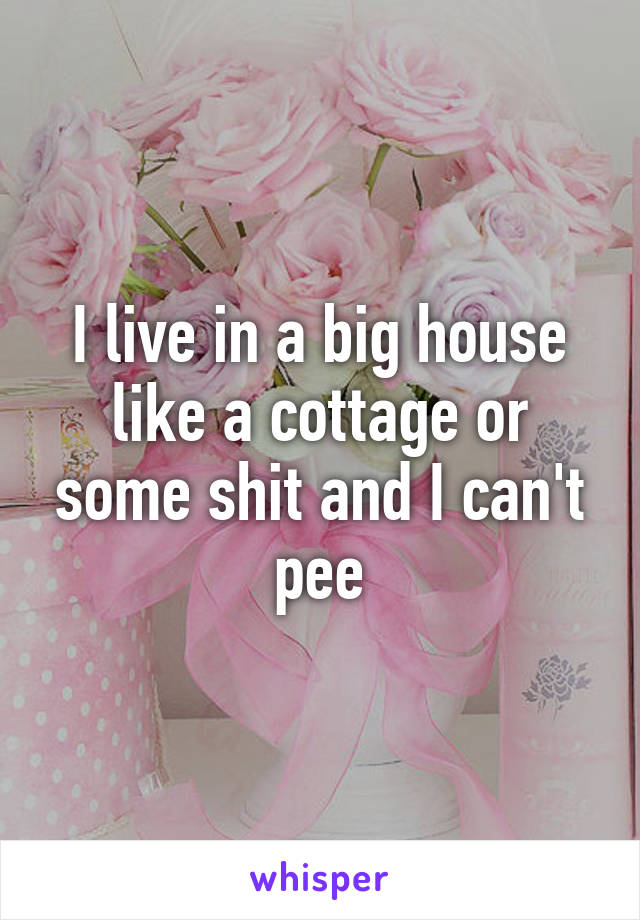 I live in a big house like a cottage or some shit and I can't pee