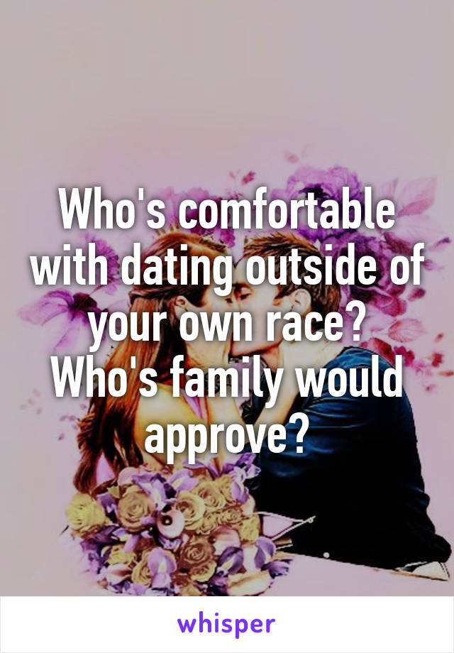 Who's comfortable with dating outside of your own race? Who's family would approve?