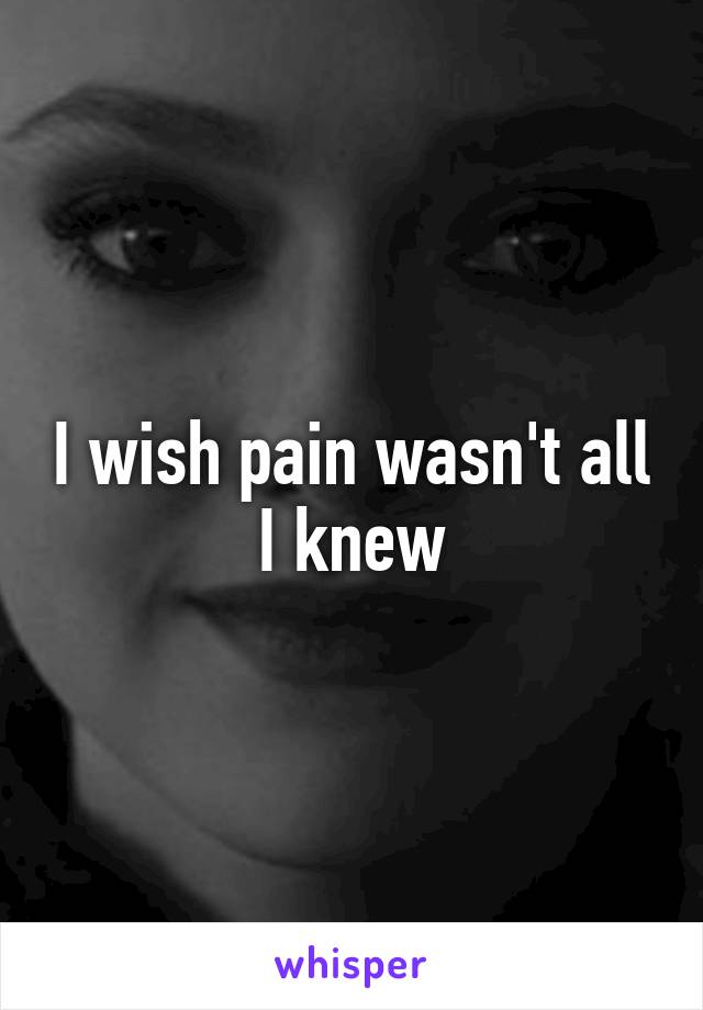 I wish pain wasn't all I knew