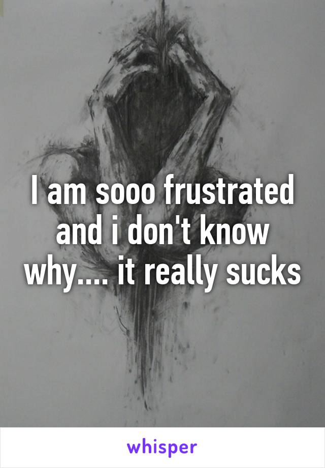 I am sooo frustrated and i don't know why.... it really sucks