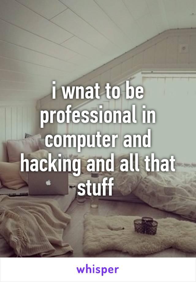 i wnat to be professional in computer and hacking and all that stuff 