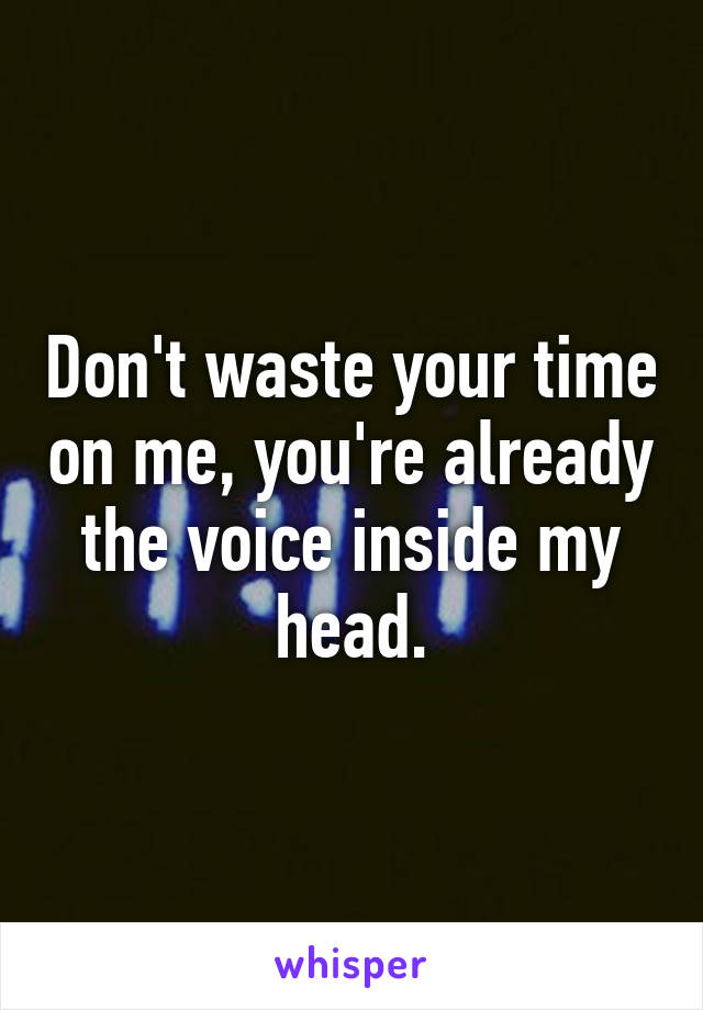 Don't waste your time on me, you're already the voice inside my head.