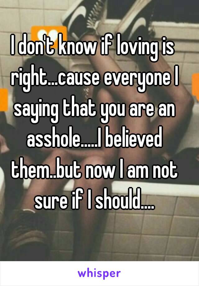 I don't know if loving is right...cause everyone I saying that you are an asshole.....I believed them..but now I am not sure if I should....