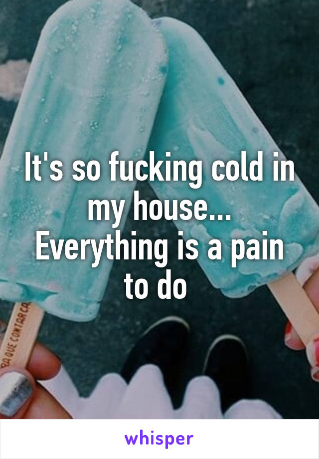 It's so fucking cold in my house... Everything is a pain to do 