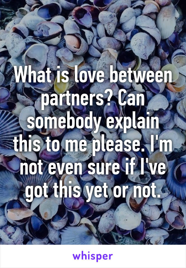 What is love between partners? Can somebody explain this to me please. I'm not even sure if I've got this yet or not.