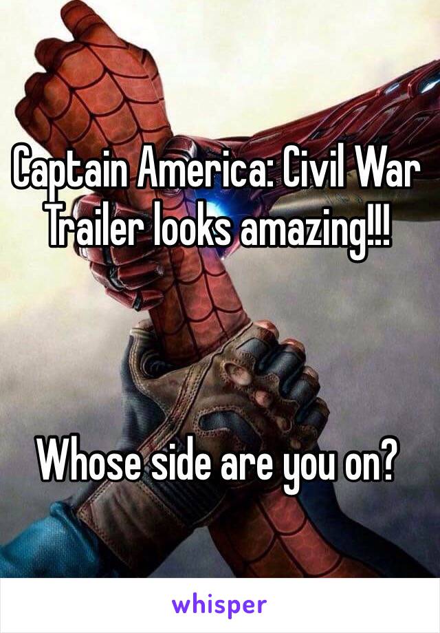 Captain America: Civil War Trailer looks amazing!!!



Whose side are you on?