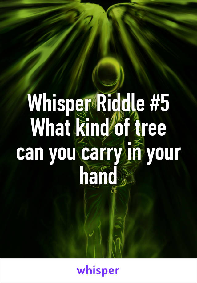 Whisper Riddle #5
What kind of tree can you carry in your hand