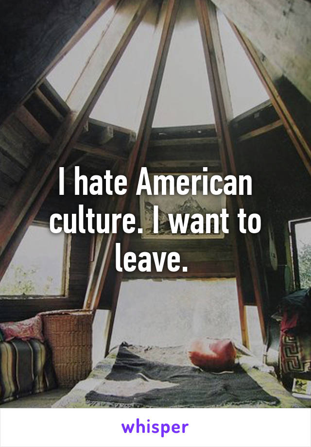 I hate American culture. I want to leave. 