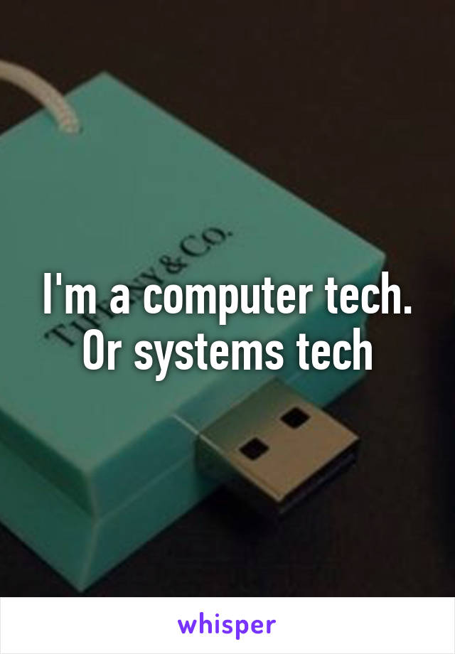 I'm a computer tech. Or systems tech