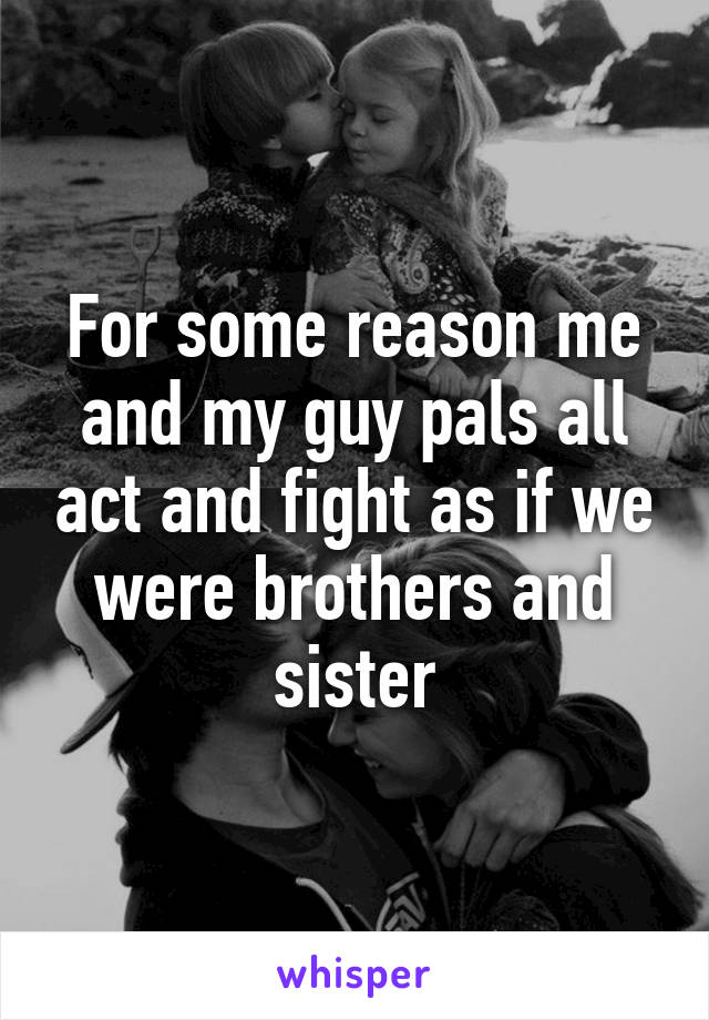 For some reason me and my guy pals all act and fight as if we were brothers and sister