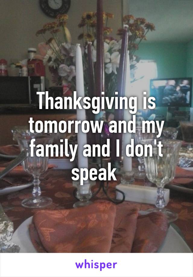 Thanksgiving is tomorrow and my family and I don't speak 