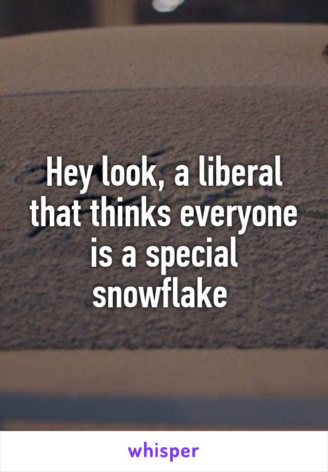 Hey look, a liberal that thinks everyone is a special snowflake 