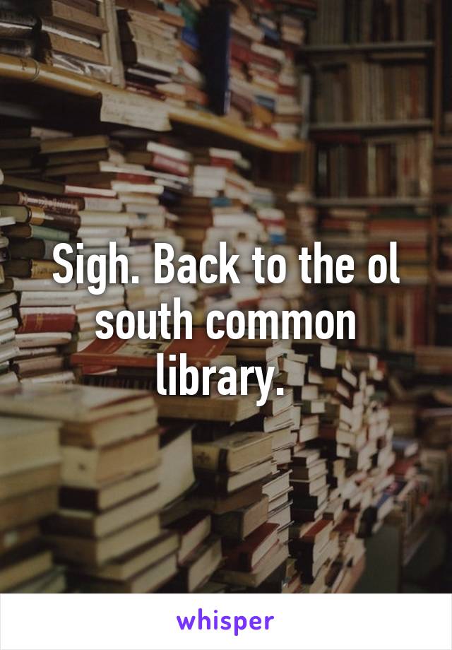 Sigh. Back to the ol south common library. 