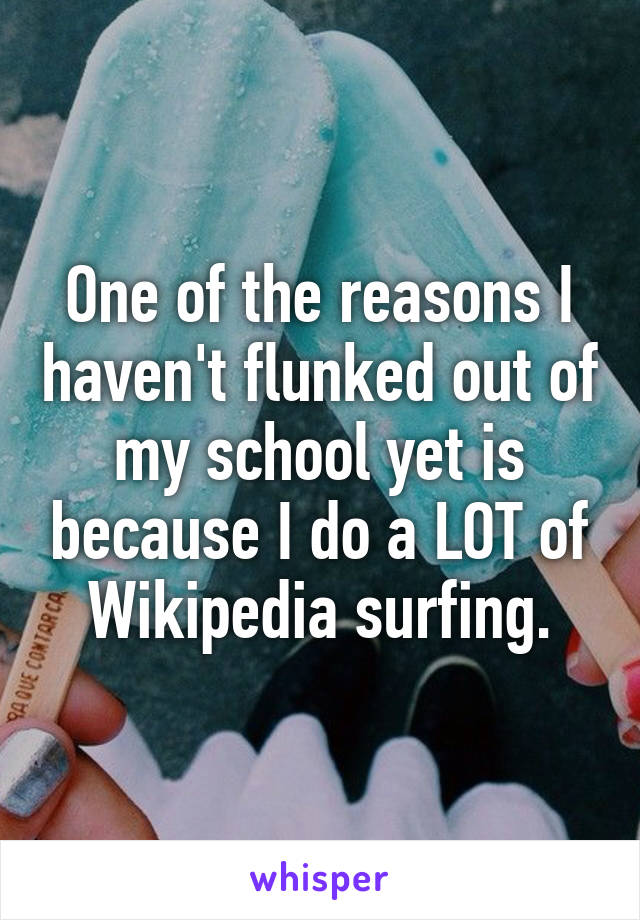 One of the reasons I haven't flunked out of my school yet is because I do a LOT of Wikipedia surfing.