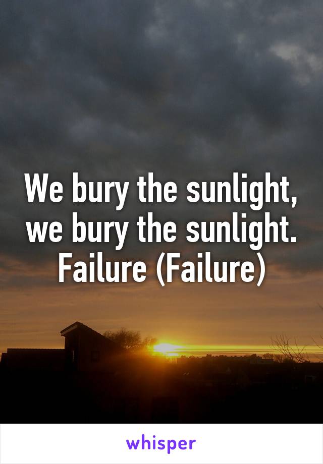 We bury the sunlight, we bury the sunlight. Failure (Failure)