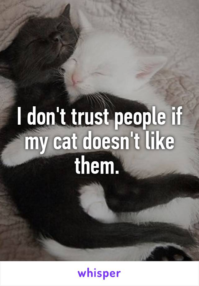 I don't trust people if my cat doesn't like them. 