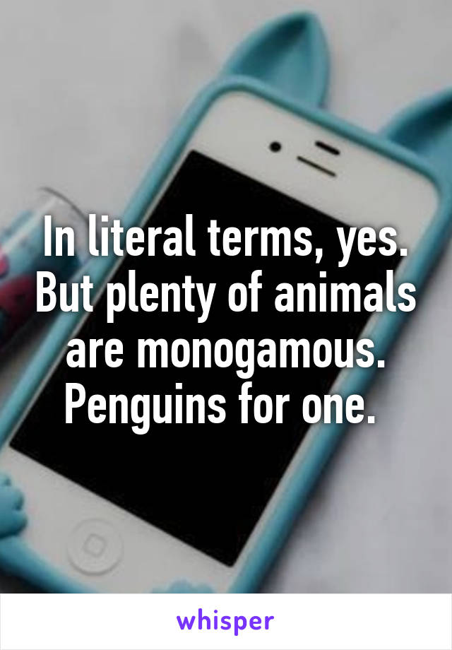 In literal terms, yes. But plenty of animals are monogamous. Penguins for one. 