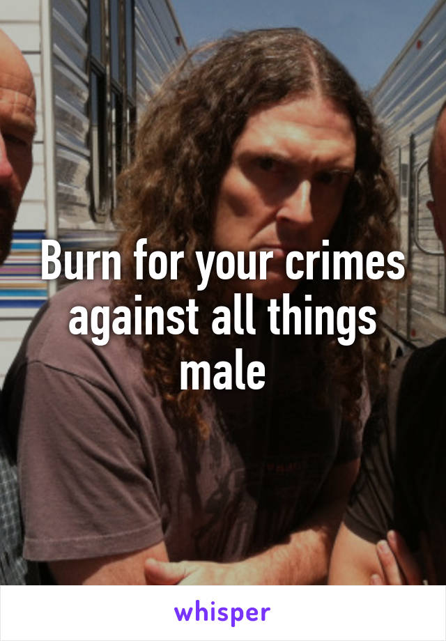 Burn for your crimes against all things male