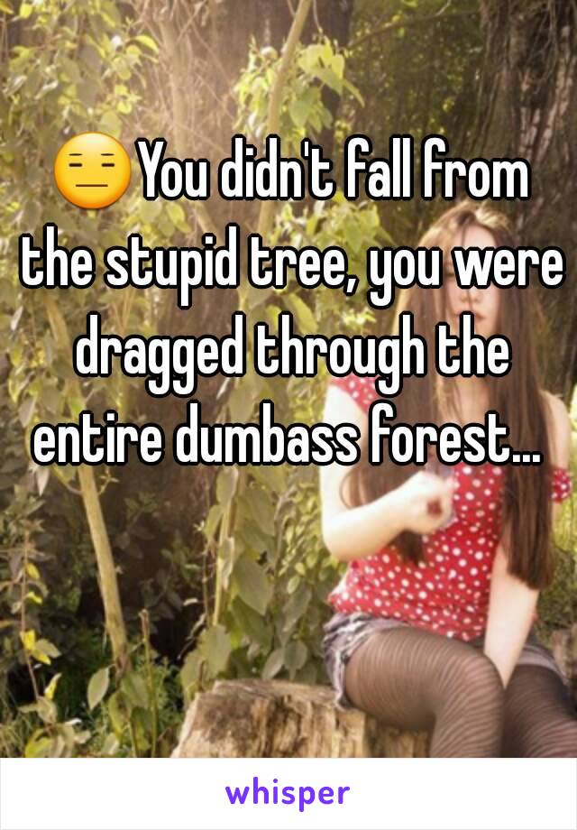 😑You didn't fall from the stupid tree, you were dragged through the entire dumbass forest... 