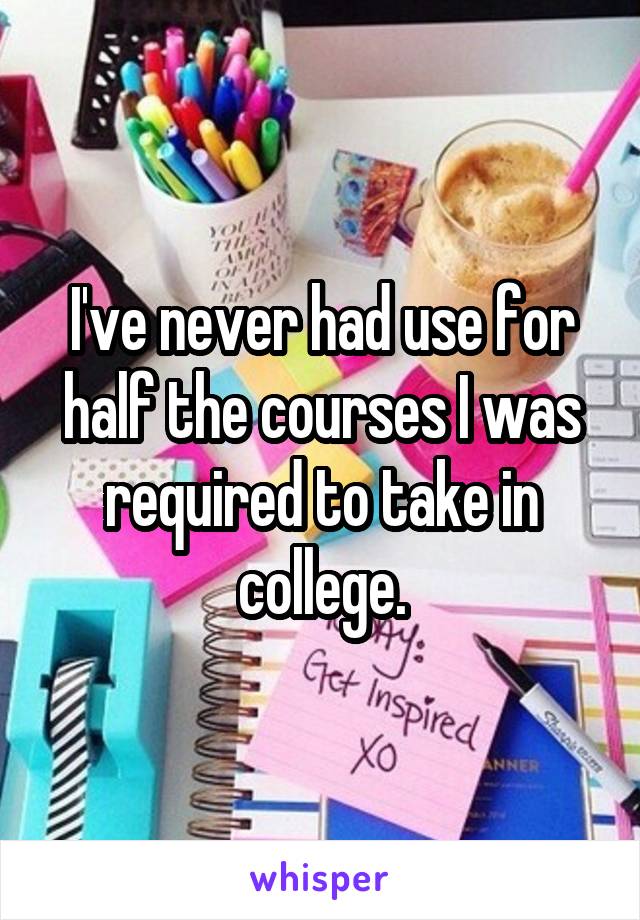 I've never had use for half the courses I was required to take in college.